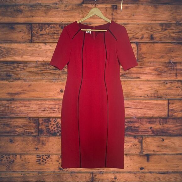 5 for $25🔥Anne Klein Elegant Black Accent Red Dress Size 6 - Picture 1 of 5